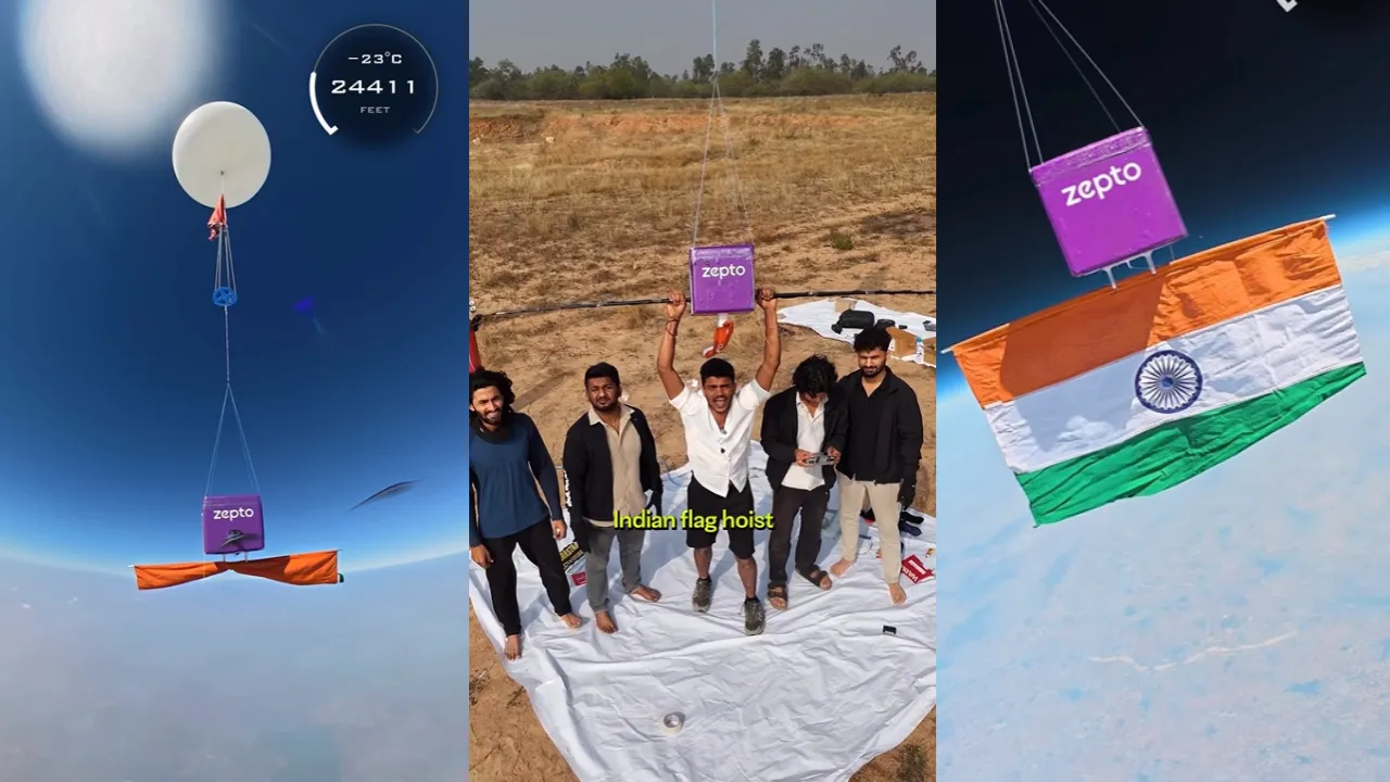 Zepto Tricolour stratosphere campaign turns the sky into an OOH canvas