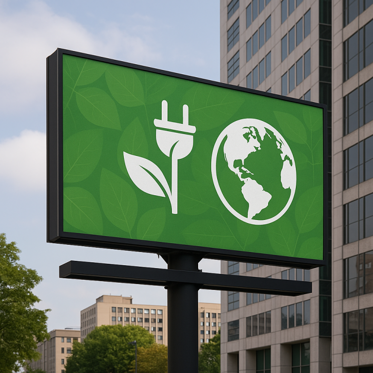 eco-friendly ads, green media, OOH sustainability, billboard recycling, solar DOOH