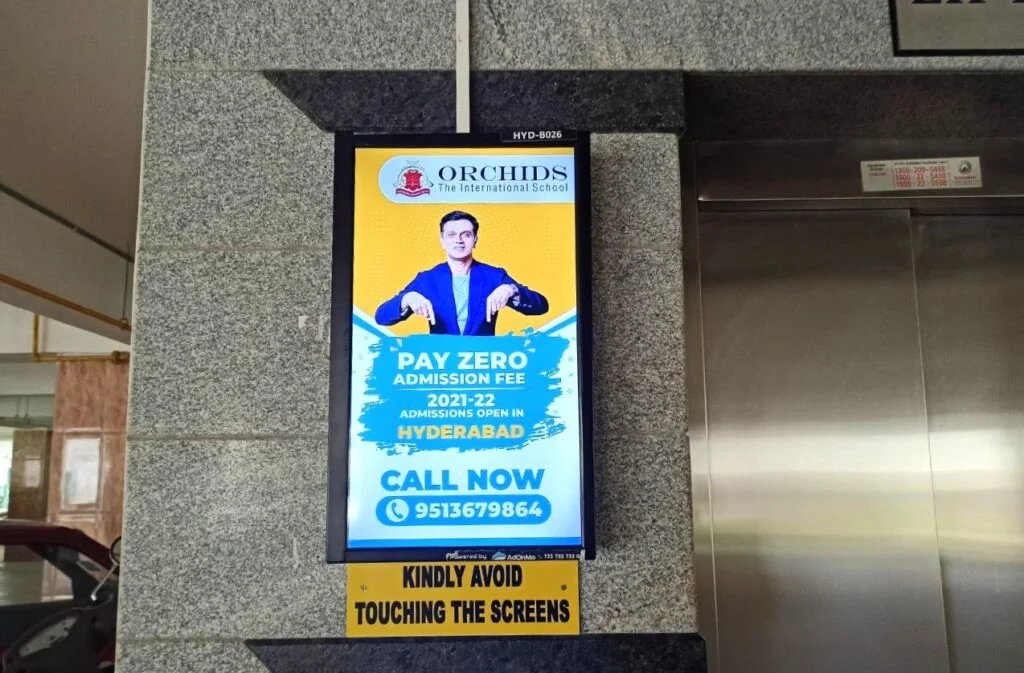 Orchids International School DOOH in Hyderabad Societies: Smart Residential Advertising to Reach Parents