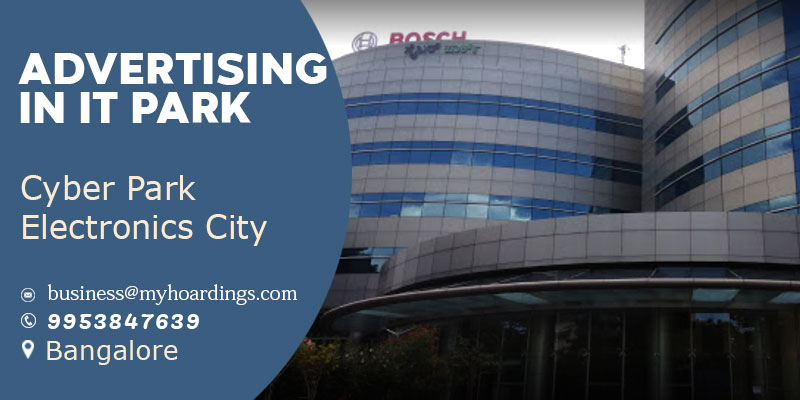 Advertising in Cyber Park,Electronics City Bangalore,Tech park Advertising, Branding in Karnataka.Facade ads in software offices Bangalore.