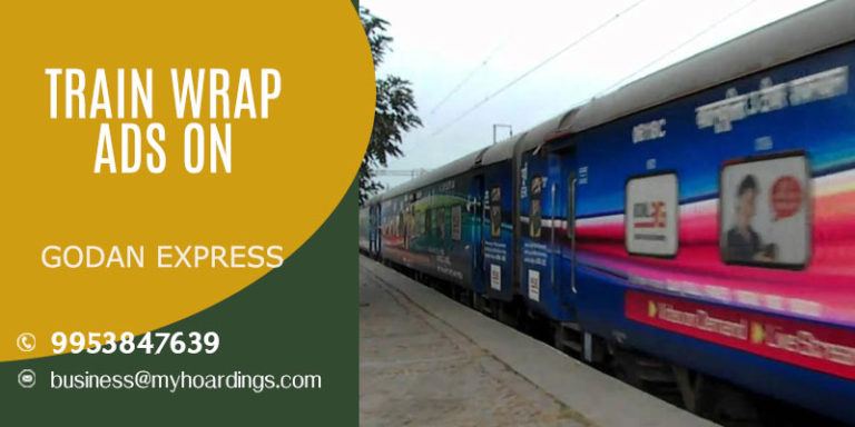 Call MyHoardings at 995384-7639 for Advertising on Godan express train,How to do train wrap ads in India?