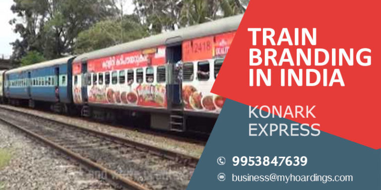 Train branding on Konark Express,Railway advertising agency in India.
