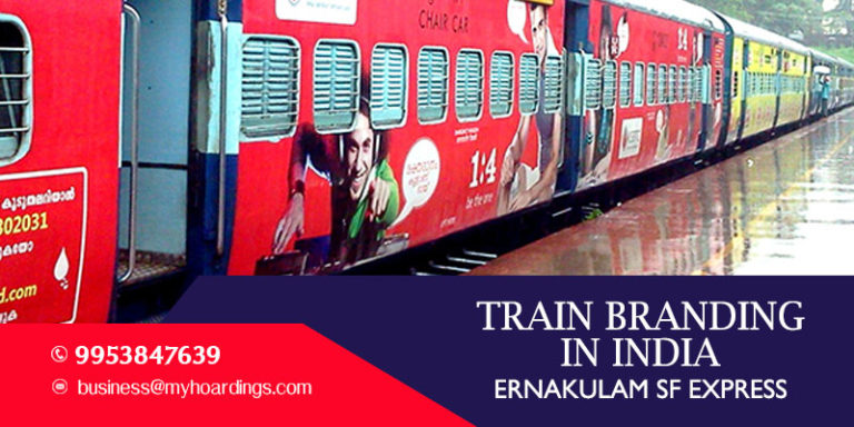 Advertise on Ernakulam SF Express train.Branding agency for Indian Railways.Branding on trains in Goa and Kerala..