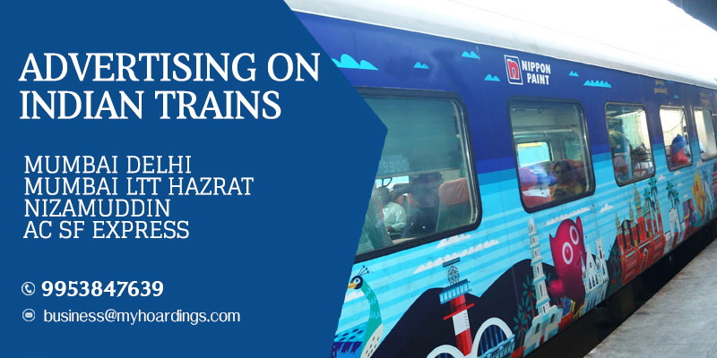 Advertise on Mumbai Delhi LTT Hazrat Nizamuddin Express.Indian railway train branding company