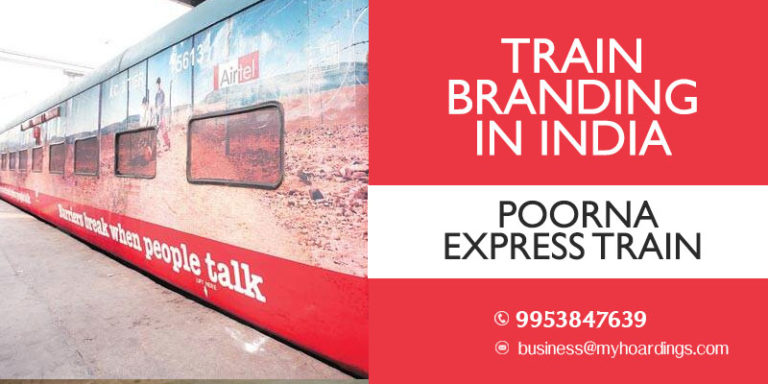 Branding on trains in Kerala and Goa.Poorna Express Train wrap advertising