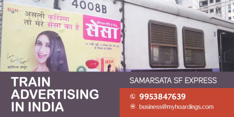 Samarsata SF Express train branding. Platform advertising with Indian Railways. Digital and display branding on platforms.
