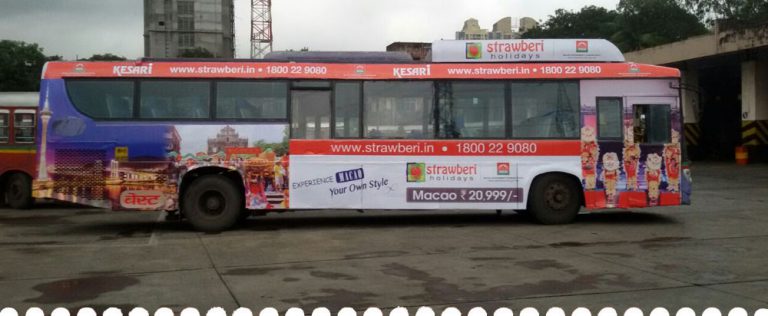 AC Bus Branding India, Premium Transit Advertising, Bus Wrap Campaigns, Volvo Bus Ads, Air-Conditioned Bus Media