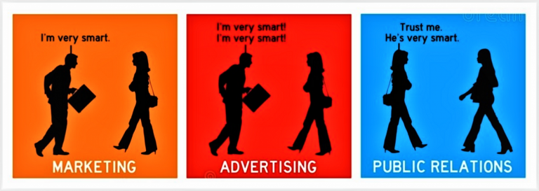 marketing vs advertising vs PR, brand communication strategies, promotional mix elements, public relations role, integrated marketing