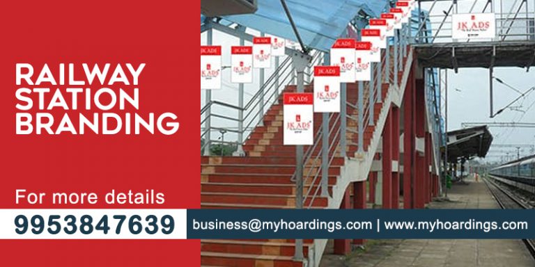 Indian railway advertising, Station branding India, Train station ads, Mass transit media, Railway platform promotions