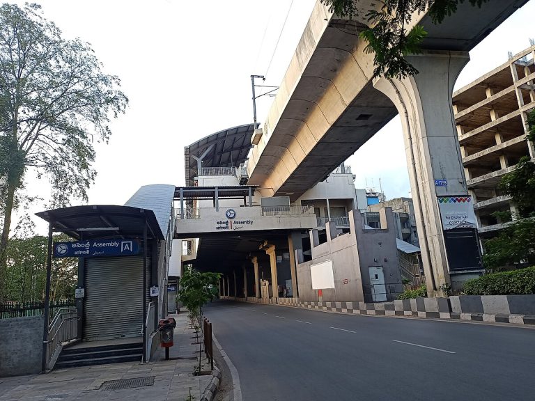 Assembly metro station advertising, metro branding Bengaluru, Namma Metro ads, transit media, outdoor advertising, MyHoardings, Bangalore brand promotion