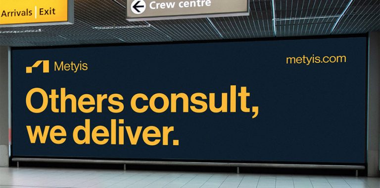 Metyis airport campaign, Schiphol airport ads, consulting firm advertising, airport OOH Europe, B2B branding