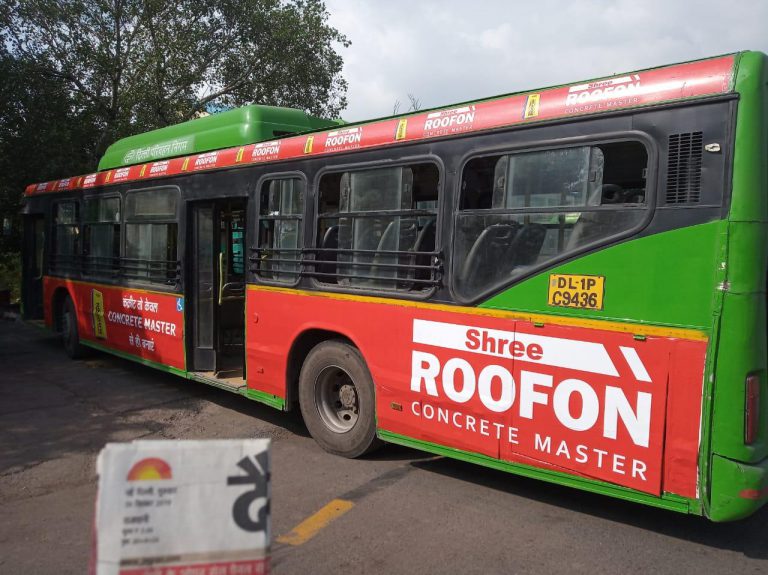 DTC bus advertising, Shree Cement OOH campaign, transit media Delhi, bus branding India, MyHoardings