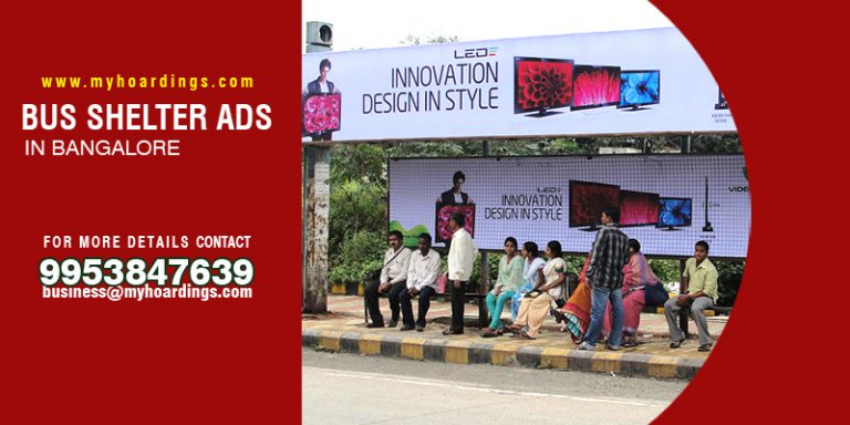 Bus shelter ads Bengaluru, Outdoor advertising Bangalore, MyHoardings bus shelters, Transit media campaigns, Affordable OOH Bengaluru