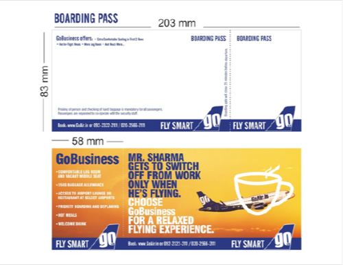 Boarding Pass Advertising, E-ticket Advertising, Airline advertising agency, airline ads