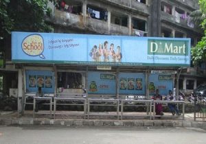 BQS branding, Bus Stop Advertising, Outdoor bus stop branding in Gujarat.