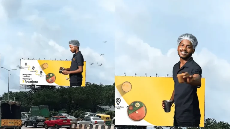 Bengaluru 3D billboard, Viral outdoor campaign, Anamorphic billboard ad, Experiential OOH marketing, Bangalore Thindies branding