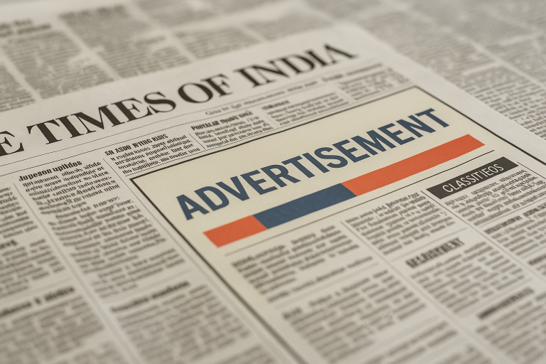 Times of India Advertising, TOI Newspaper Ads, English Daily Promotions, Classified Ads TOI, National Print Media