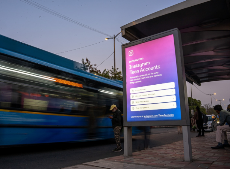Instagram campaign, OOH advertising Delhi, bus shelter branding, social media promotion, outdoor marketing, MyHoardings, Delhi brand visibility