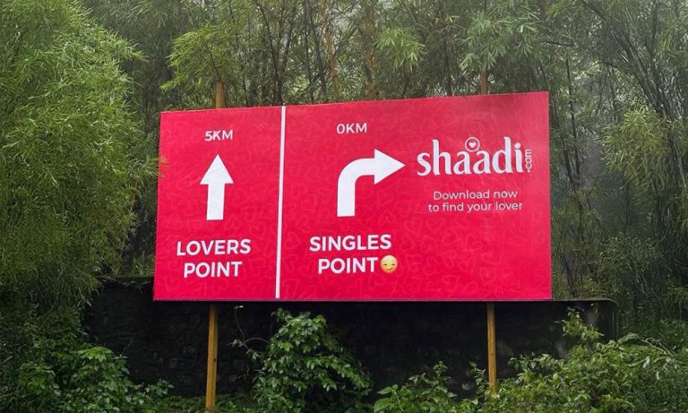 Shaadi.com campaign, OOH advertising Lonavala, witty billboard ads, dating and marriage advertising, outdoor marketing, MyHoardings, creative brand campaign