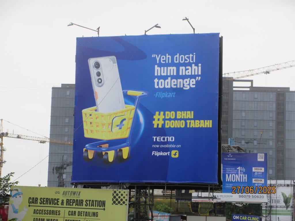 TECNO x Flipkart campaign, OOH advertising India, smartphone promotion, brand collaboration, outdoor marketing, MyHoardings, tech brand visibility