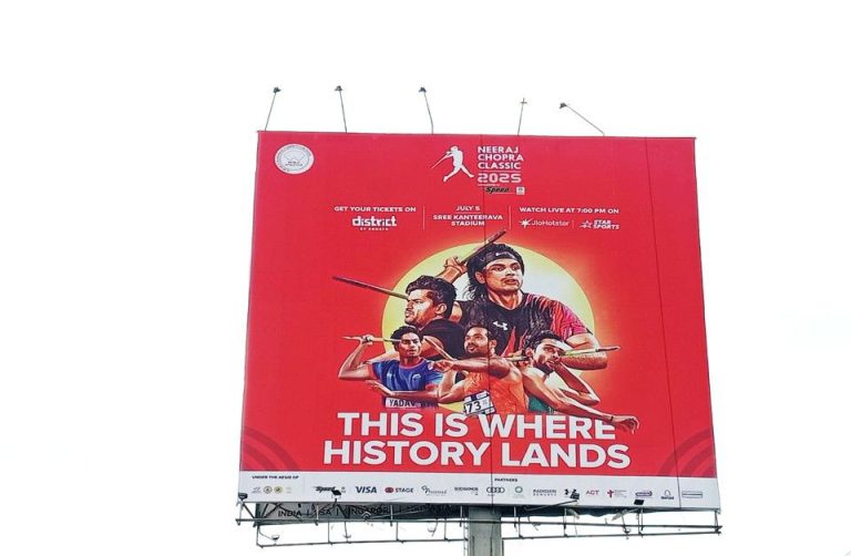 MeraHoardings campaigns, sports event branding, Neeraj Chopra outdoor ads, athletics OOH media, national sports promotion