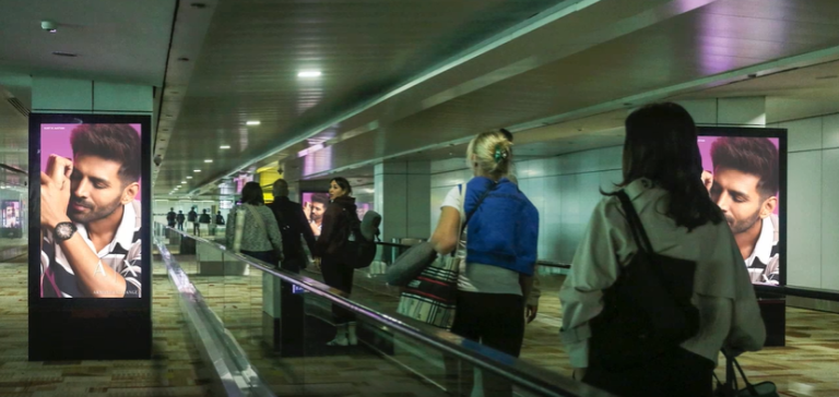 Armani Exchange, Delhi Airport advertising, synchronized DOOH, luxury fashion campaigns India, MyHoardings