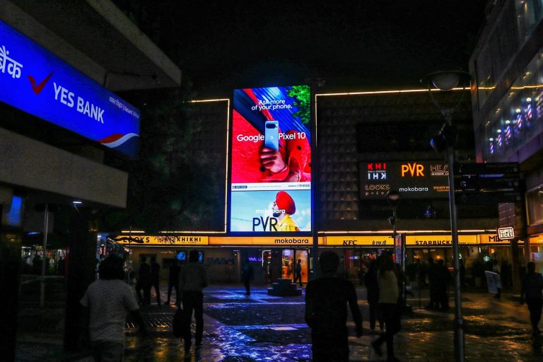 Google Pixel 10, DOOH Delhi, Priya Highstreet advertising, premium digital billboard, MyHoardings, smartphone launch India, Vasant Vihar OOH, tech brand campaigns India