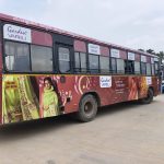 Garden Vareli BMTC bus branding in Bengaluru executed by MyHoardings showcasing elegant fashion brand visuals on moving buses