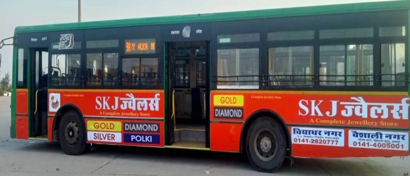 Non-AC Bus Branding Jaipur, JCTSL Bus Ads, Jaipur Transit Advertising, Low-Cost OOH Media, Public Transport Branding