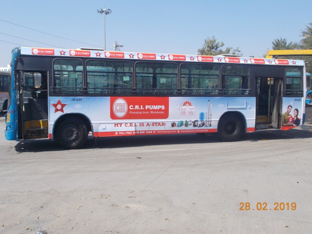 Pune bus advertising, bus branding Pune, PMPML bus wrap, transit media Maharashtra, outdoor advertising, MyHoardings, Pune brand promotion